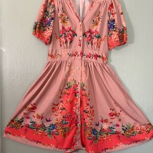 Vintage Floral Pink Dress